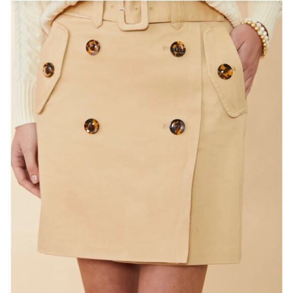 Spartina 449 Women’s Size 16 Danelle Twill Khaki Belted Button Details Skort EUC - Picture 3 of 15